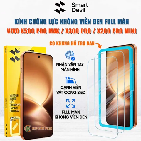 Kính cường lực Smart Devil trong suốt full màn, có khung dán